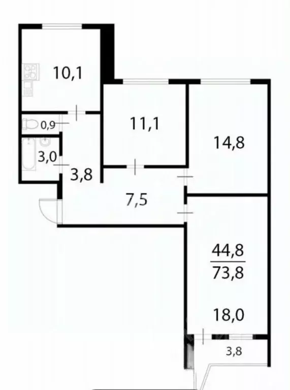Комната Москва Братеевская ул., 21К2 (18.0 м) - Фото 1