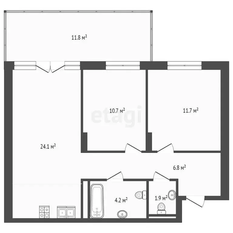 2-комнатная квартира: Тюмень, улица Виктора Тимофеева, 10 (58 м) - Фото 1