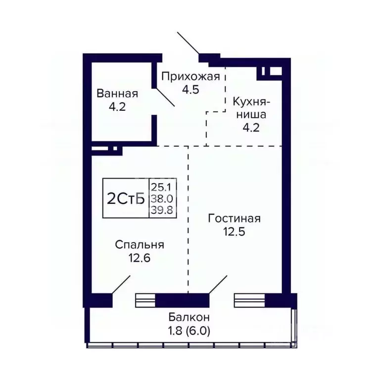 2-к кв. Новосибирская область, Новосибирск ул. Фрунзе, 220 (39.8 м) - Фото 1