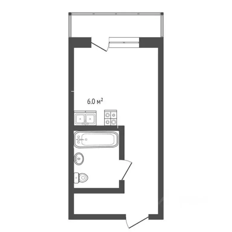 Студия Тюменская область, Тюмень ул. Домостроителей, 26к2 (34.7 м) - Фото 2