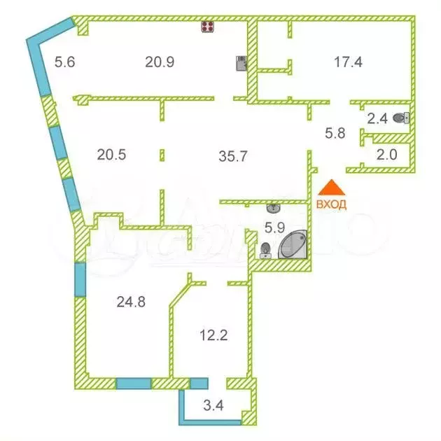 4-к. квартира, 155 м, 4/15 эт. - Фото 0