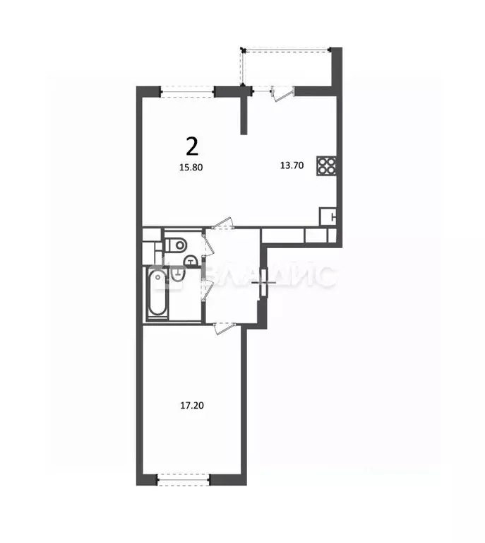 2-к кв. Москва Кусковская ул., 12/1 (57.0 м) - Фото 2