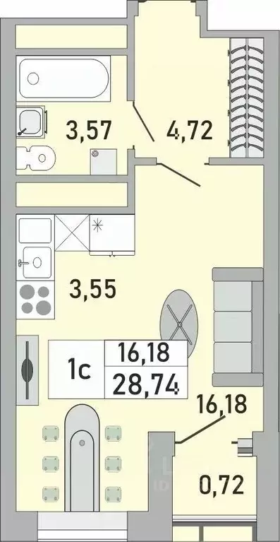 1-к кв. башкортостан, уфа бакалинская ул, 9/1 (28.74 м) - Фото 0