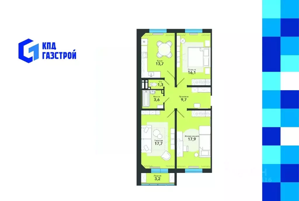 3-к кв. Новосибирская область, Новосибирск Спортивная ул., 58 (80.0 м) - Фото 1
