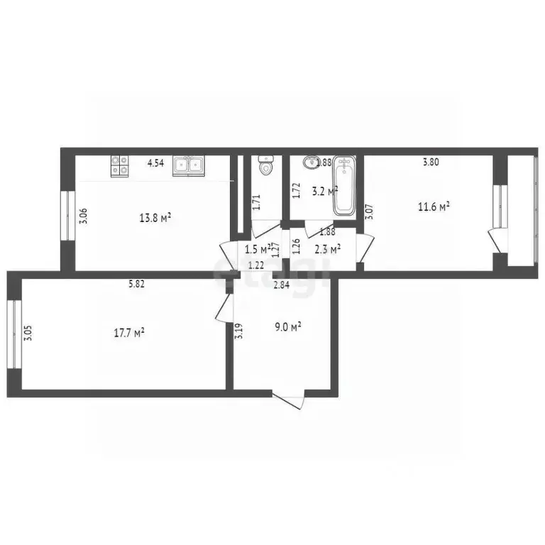 2-к кв. Краснодарский край, Новороссийск Суворовская ул., 77 (61.1 м) - Фото 1