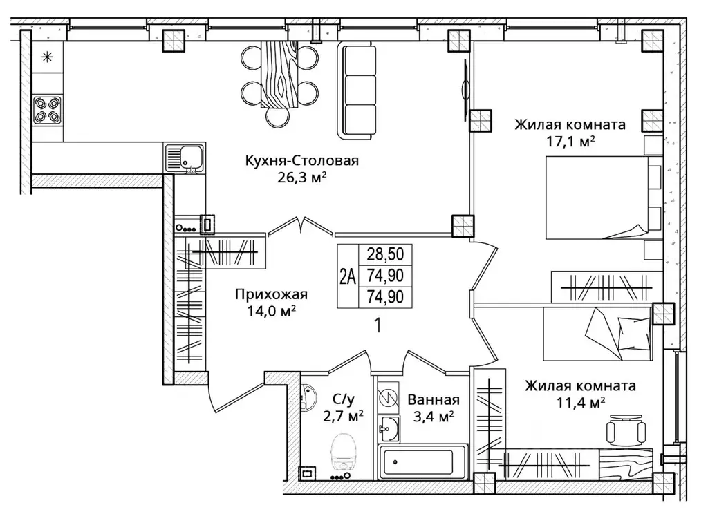 2-к кв. Псковская область, Псковский район, Завеличенская волость, д. ... - Фото 1