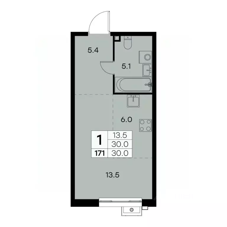 1-к кв. Москва Куркинское ш., 15С3 (30.0 м) - Фото 0