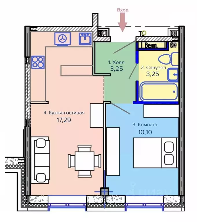 1-к кв. Пермский край, Березники  (33.89 м) - Фото 1