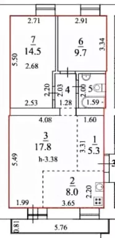 3-к кв. Иркутская область, Иркутск бул. Рябикова, 1 (61.1 м) - Фото 2