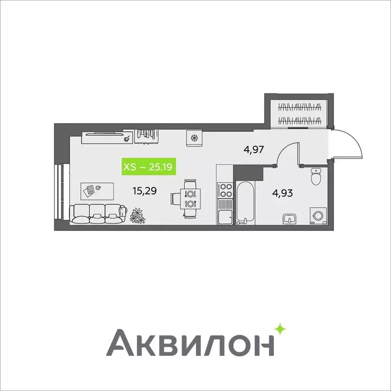 Квартира-студия: Архангельск, улица Розы Шаниной, 4 (25.19 м) - Фото 0