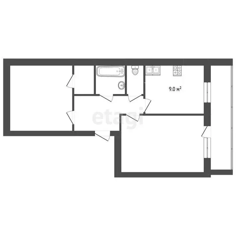 2-комнатная квартира: Белоозёрский, улица 60 лет Октября, 13 (49.5 м) - Фото 1