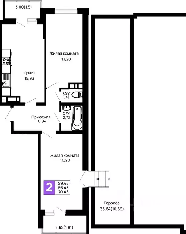 2-к кв. Адыгея, Майкоп 9 Мая ул., 14А (70.48 м) - Фото 1