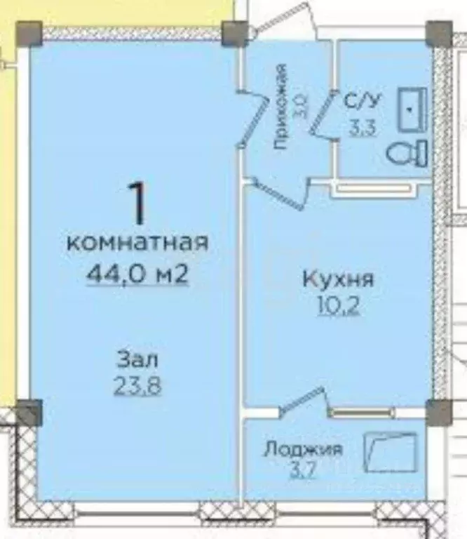 1-к кв. Дагестан, Каспийск ул. Цилингская, 33 (44.0 м) - Фото 0