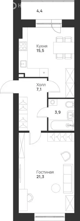 1-комнатная квартира: Тула, улица Героев России, 6 (52.2 м) - Фото 0
