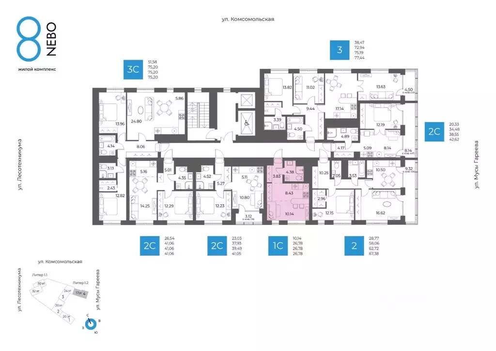 1-к кв. Башкортостан, Уфа Глумилино-1 мкр, 8-е Небо жилой комплекс ... - Фото 2