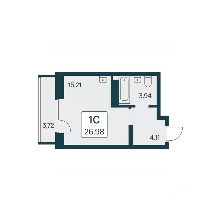 Студия Новосибирская область, Новосибирск Игарская ул., 19/4 (26.98 м) - Фото 1