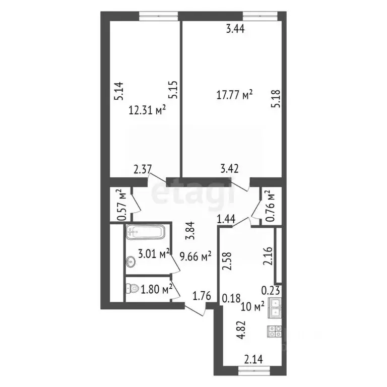 2-к кв. Санкт-Петербург Боровая ул., 36-38 (56.3 м) - Фото 1