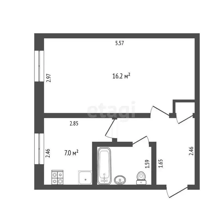 1-комнатная квартира: Тюмень, Новая улица, 17 (29.5 м) - Фото 0