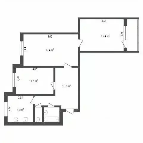 3-к кв. Ямало-Ненецкий АО, Новый Уренгой Дружба мкр, 2/6 (68.2 м) - Фото 1