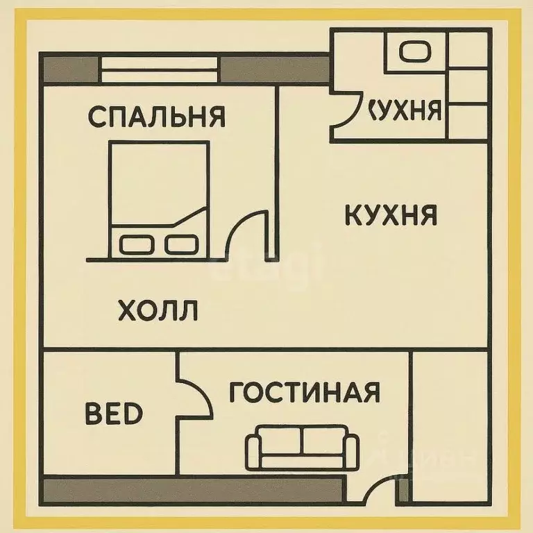 1-к кв. Липецкая область, Липецк ул. М.И. Неделина, 61 (42.7 м) - Фото 1