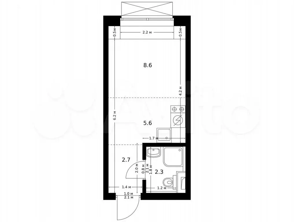 Квартира-студия, 19,2 м, 9/9 эт. - Фото 0