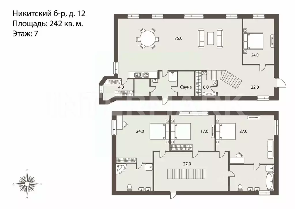 5-к кв. Москва Никитский бул., 12 (242.0 м) - Фото 1