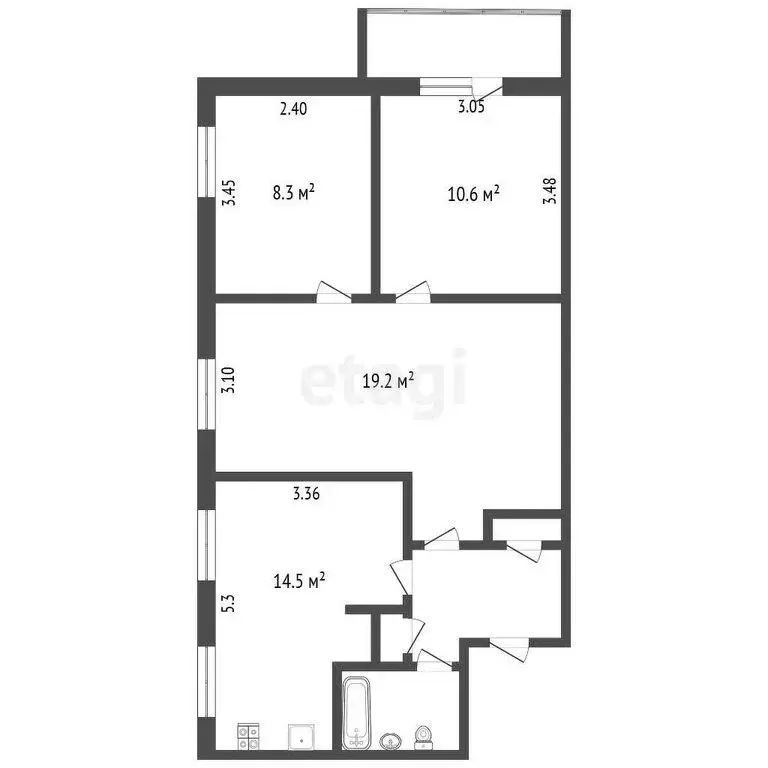 3-комнатная квартира: Муром, Радиозаводское шоссе, 36 (63 м) - Фото 0