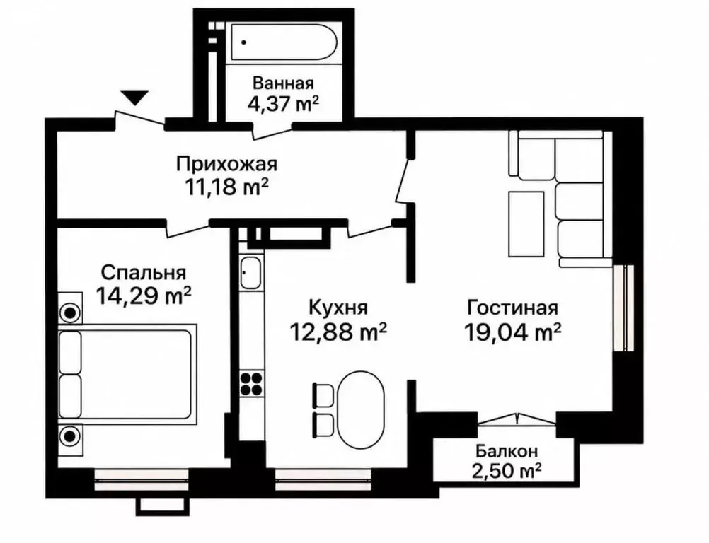 2-комнатная квартира: Каспийск, улица Сулеймана Эфендиева, 25 (64 м) - Фото 1
