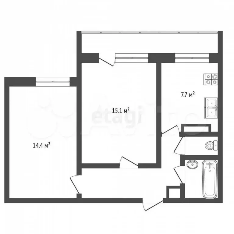 2-к. квартира, 54 м, 6/9 эт. - Фото 0