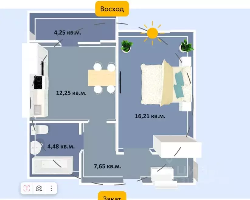 1-к кв. Омская область, Омск ул. Завертяева, 18к12 (45.0 м) - Фото 1