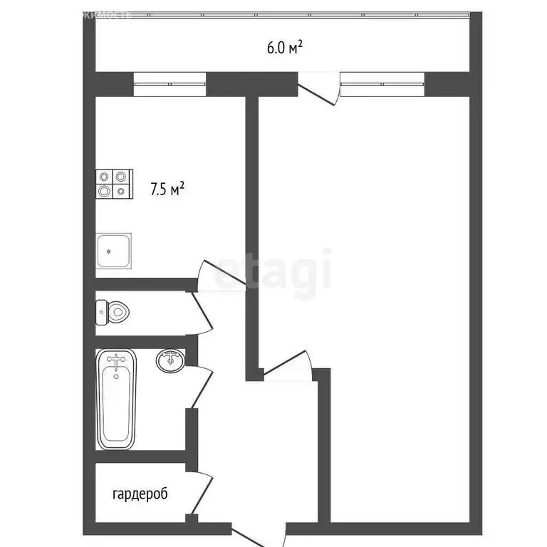 1-комнатная квартира: Чернушка, бульвар Генерала Куприянова, 4 (37.2 ... - Фото 1