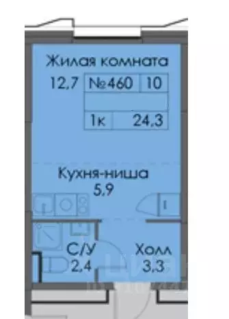 1-к кв. Москва Полар жилой комплекс, 1.1 (24.3 м) - Фото 0