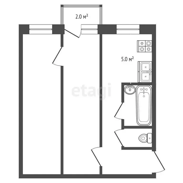 2-комнатная квартира: Тюмень, проезд Геологоразведчиков, 34 (44 м) - Фото 1