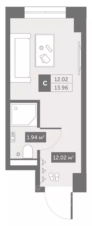 Студия Санкт-Петербург Коломяжский просп., 4 (13.96 м) - Фото 0