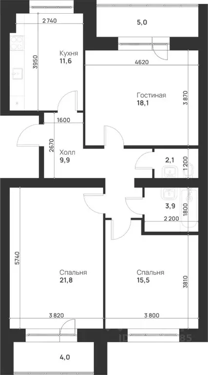 3-к кв. Тульская область, Тула ул. Героев России, 6 (91.9 м) - Фото 1
