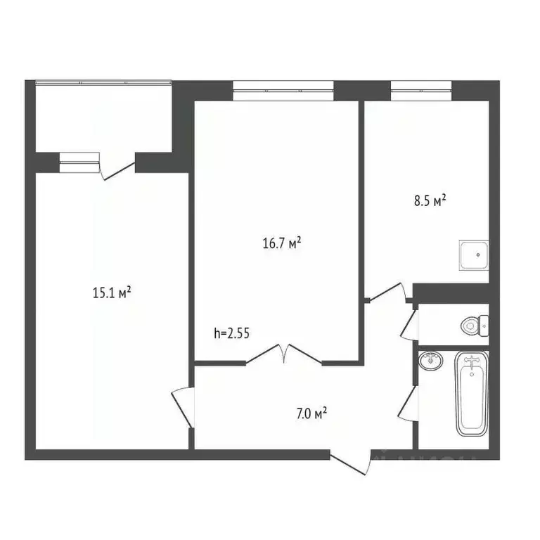 2-к кв. Красноярский край, Красноярск Парашютная ул., 70а (50.8 м) - Фото 2