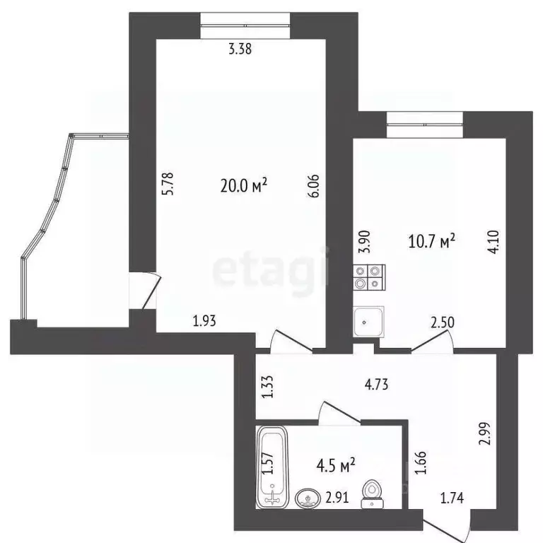 1-к кв. Мордовия, Саранск Севастопольская ул., 2/2 (45.8 м) - Фото 0