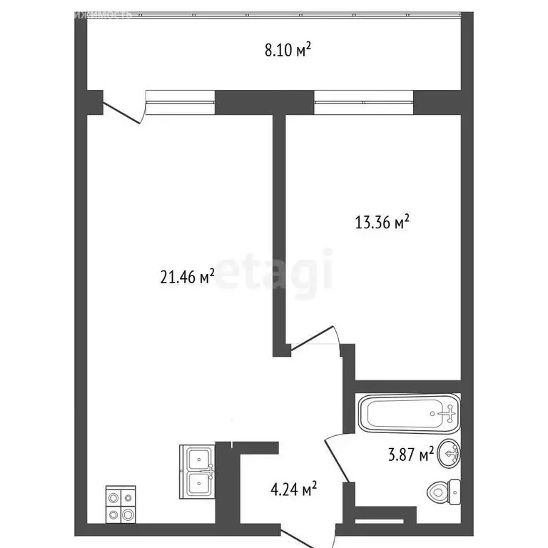 1-комнатная квартира: деревня Патрушева, улица Петра Ершова, 10 (43.7 ... - Фото 1