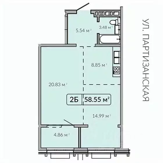 2-к кв. Иркутская область, Иркутск Байкальская ул., 91 (48.58 м) - Фото 0