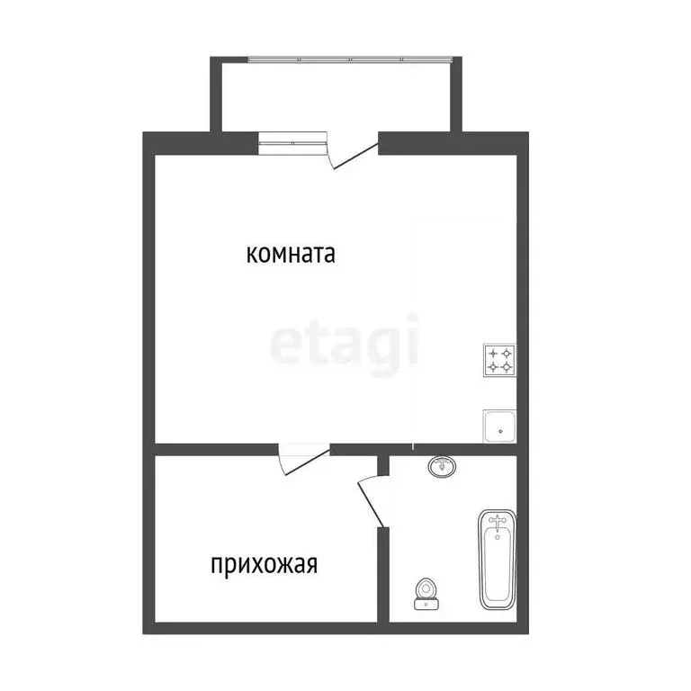 1к в -комнатной квартире (16.9 м) - Фото 1
