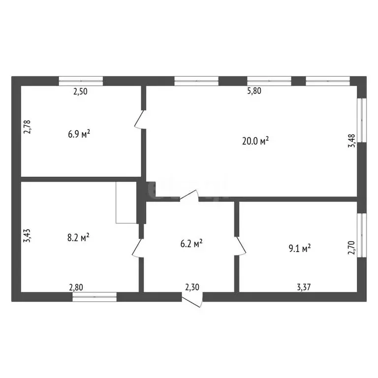 3-комнатная квартира: Грибское, Центральная улица, 11 (50 м) - Фото 0
