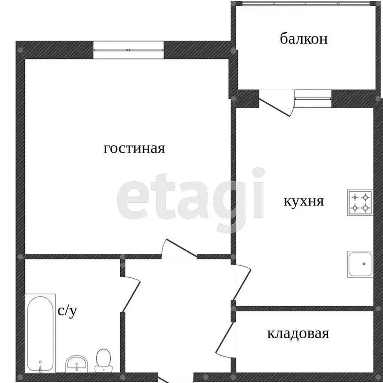 1-комнатная квартира: Вологда, Паровозный переулок, 34 (29 м) - Фото 1