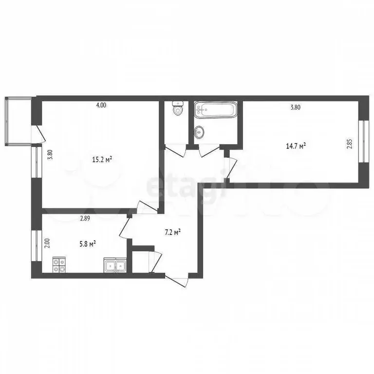 2-к. квартира, 47 м, 5/5 эт. - Фото 0
