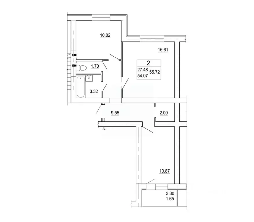 2-к кв. Ленинградская область, Коммунар г. Гатчинский муниципальный ... - Фото 1