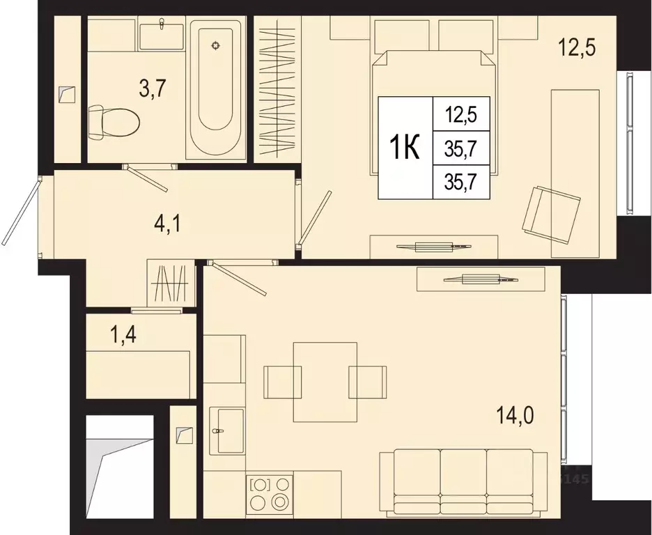 1-к кв. Московская область, Подольск городской округ, д. Борисовка ... - Фото 1