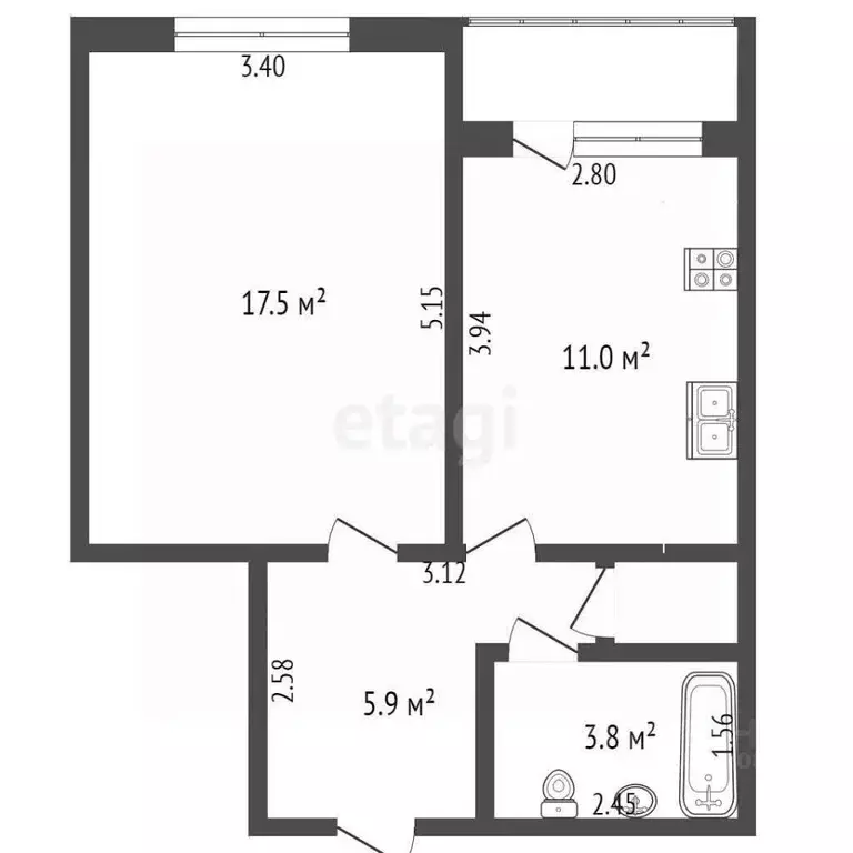 1-к кв. Коми, Микунь Усть-Вымский район, ул. Ленина, 50 (39.3 м) - Фото 0