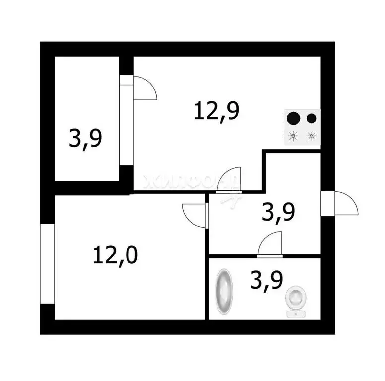 1-комнатная квартира: Новосибирск, Тайгинская улица, 39 (36.6 м) - Фото 0