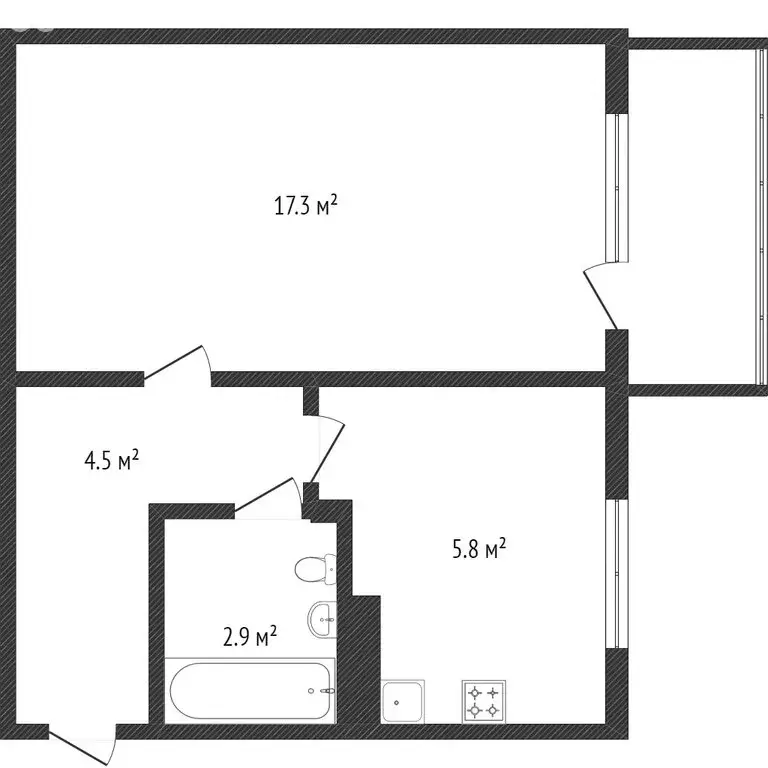 1-комнатная квартира: Кемерово, улица Сибиряков-Гвардейцев, 16 (28.9 ... - Фото 1