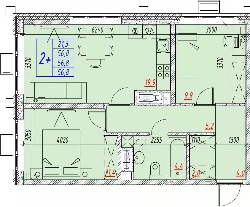 3-к кв. Астраханская область, Астрахань ул. Бэра, 29 (56.8 м) - Фото 1