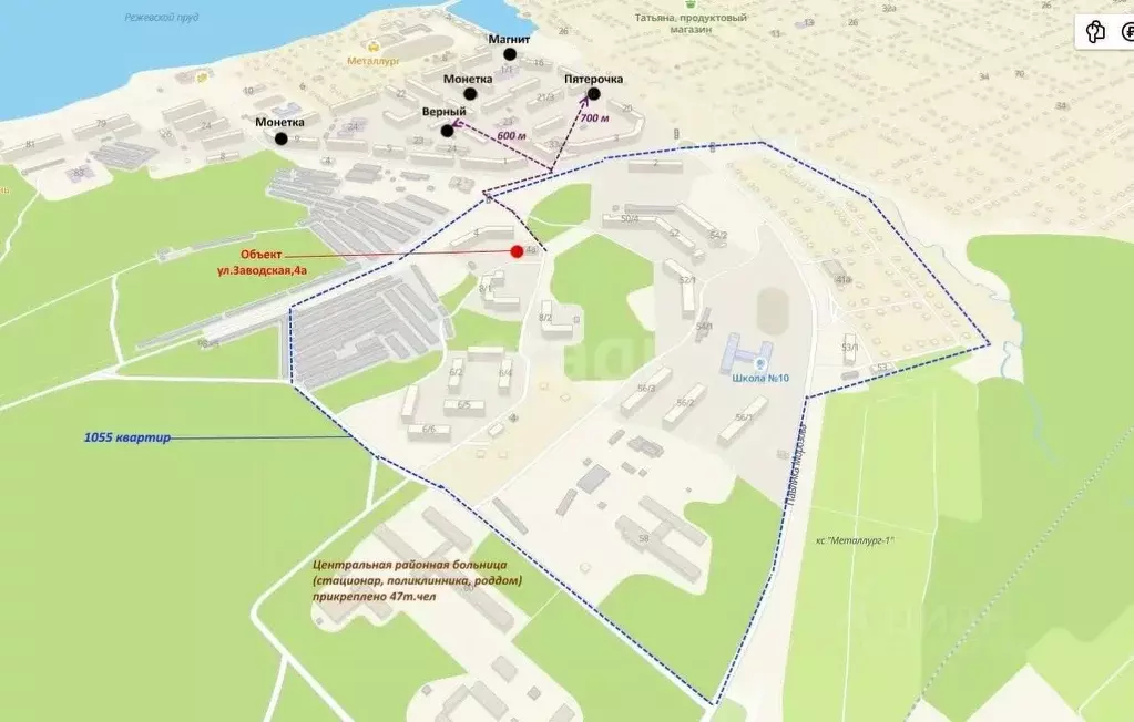 Торговая площадь в Свердловская область, Реж Заводская ул., 4А (366 м) - Фото 0